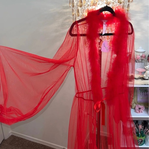 Dolls Kill Other - Sugar Thrillz Dolls Kill Long Feather Robe XL/XXL NWT